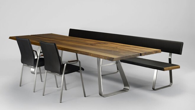 Armlehnstuhl PABLO Tisch CUBA mit Sitzbank CABANA